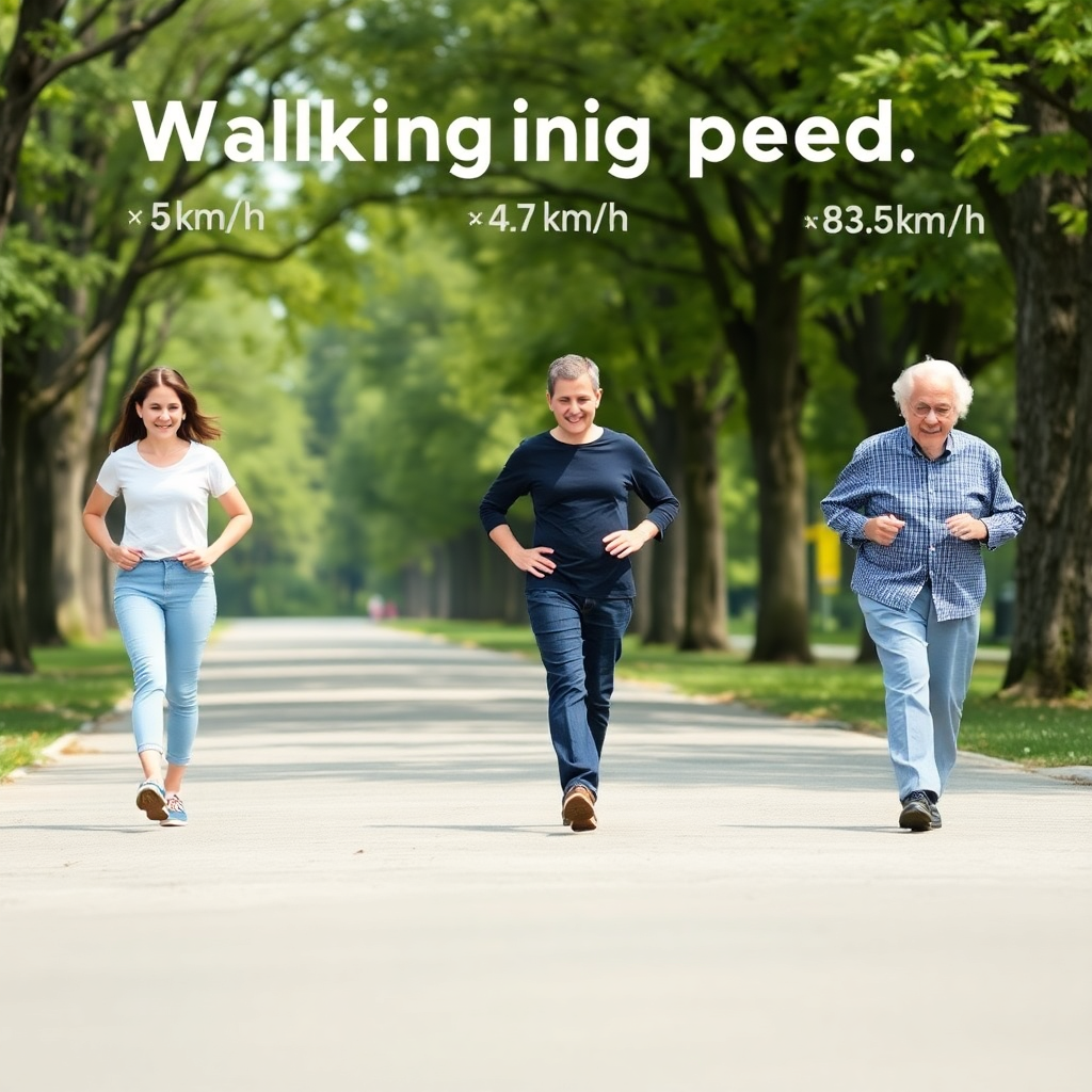 vitesse de marche selon âge km/h